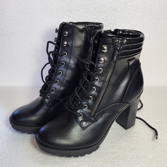 Guess Shoes - Guess LA Ginette Black Lace-Up High Heel Ankle Boots with Side Zip